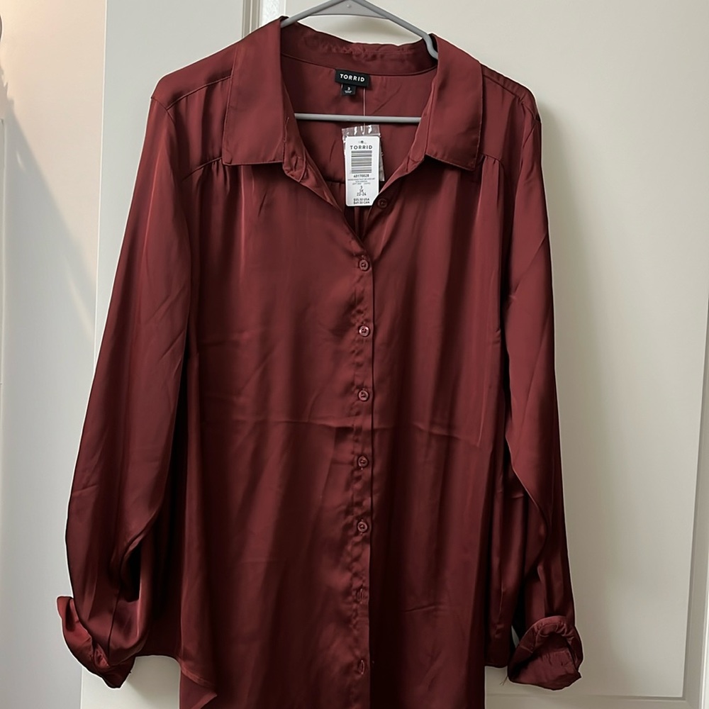 Satin button up shirt